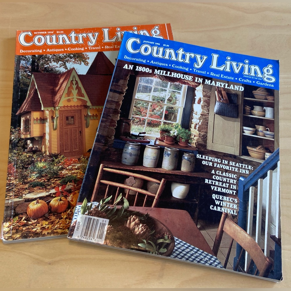 Vintage 90s Women’s Country Living Magazines Set of 2 Decor Crafts Antiques 1994